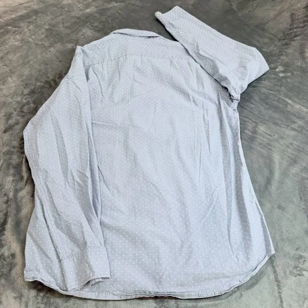 J Crew Shirt Men's Sz M Button Blue Polka Dot Slim Fit Preppy